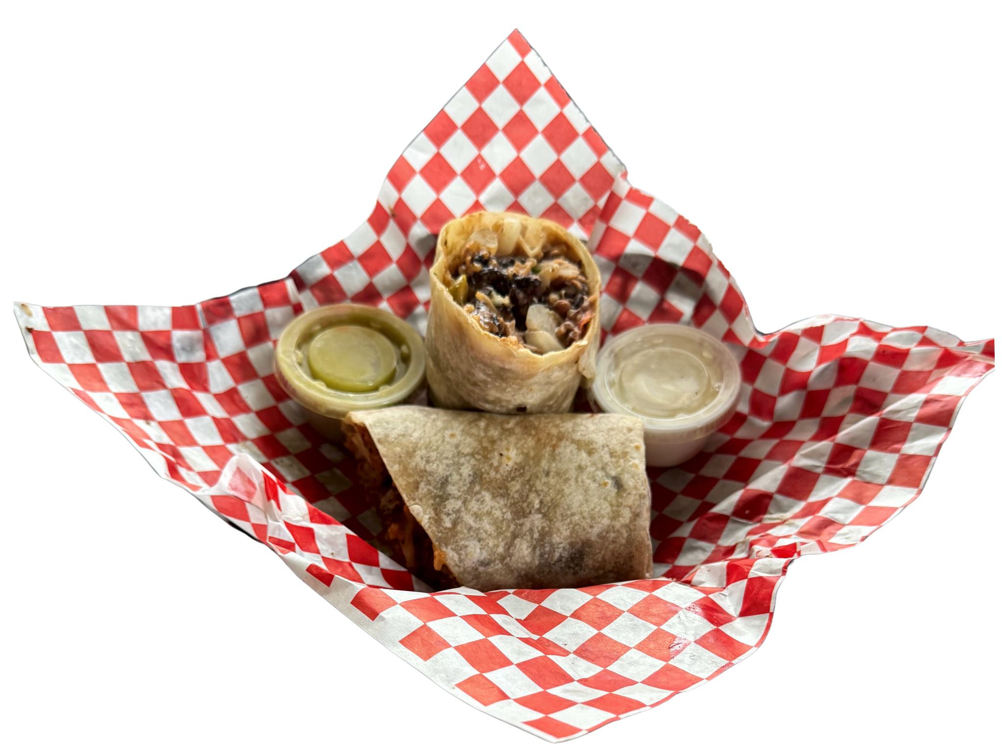 Burrito plate from Mexican food truck