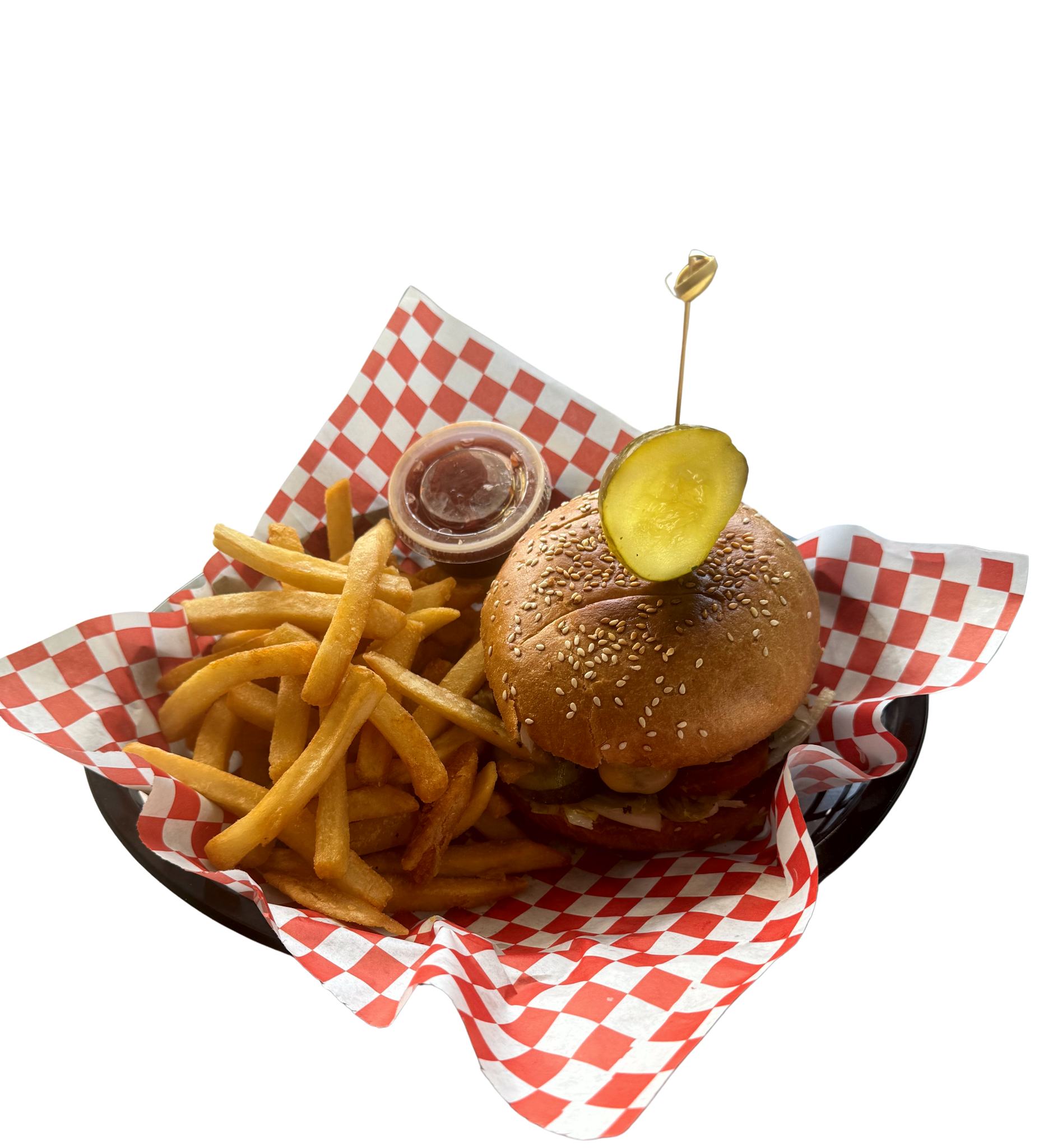 Hamburger and fries