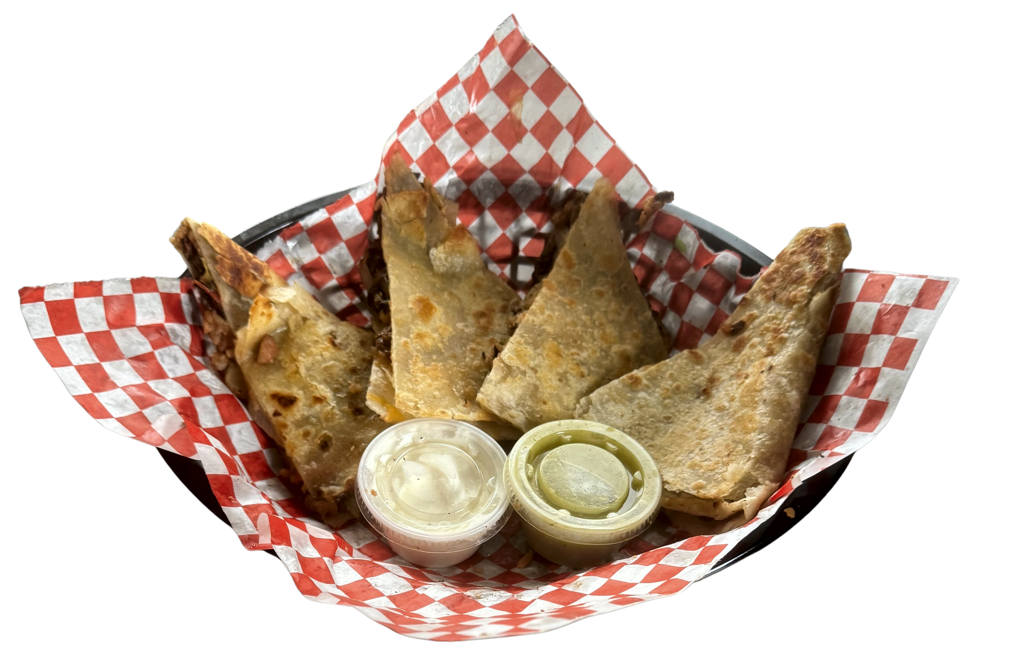 Quesadillas with salsa and crema